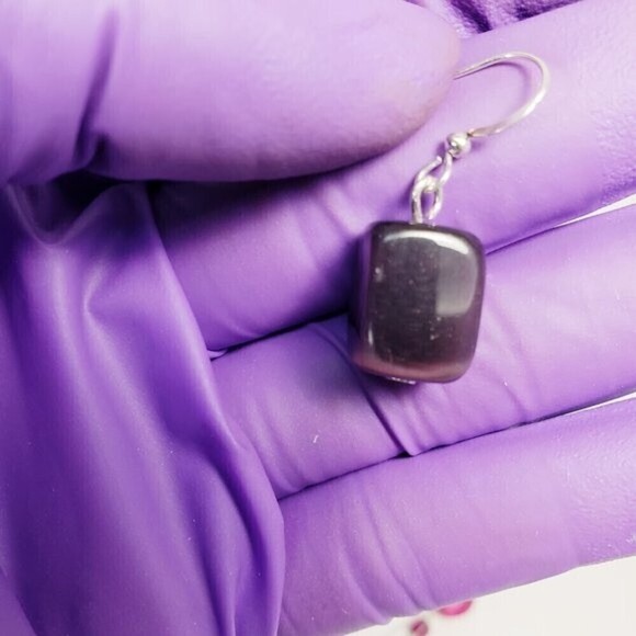 Silver Tone Layered Illusion Colorful Beaded Pendant Necklace  & Drop Earrings - Picture 4 of 10